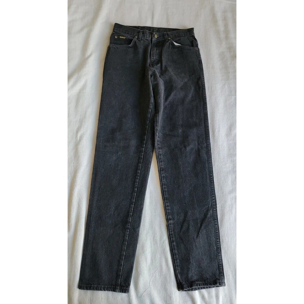 H.I.S. Mens Jeans 31x34 Black Cotton Mid Rise Tapered USA‎ VTG 80s 90s EUC